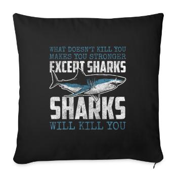 Dents de pêcheur sous-marin de requin - Housse de coussin décorative 45 x 45 cm - noir - Devant