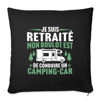 je suis retraité camping-car t-shirt camping - Housse de coussin décorative 45 x 45 cm - noir - Devant