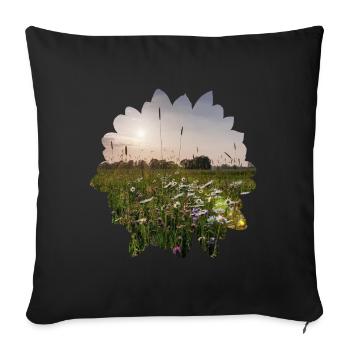 Paysage fleuri - Housse de coussin décorative 45 x 45 cm - noir - Devant