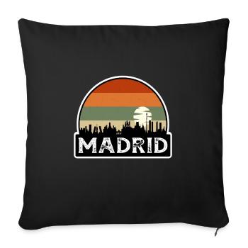 Madrid Spain Flag Skyline Travel Souvenir - Sofa pillowcase 17,3'' x 17,3'' (45 x 45 cm) - black - Front