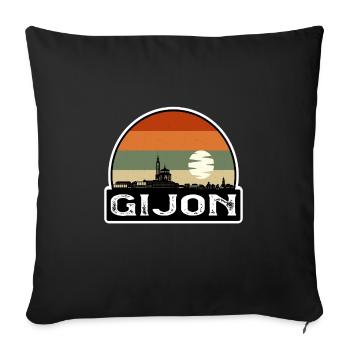 Gijon Spain Flag Skyline Travel Souvenir - Sofa pillowcase 17,3'' x 17,3'' (45 x 45 cm) - black - Front