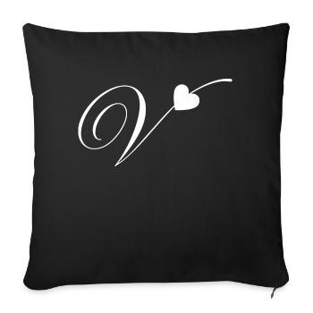 Letter v heart calligraphy - Sofa pillowcase 17,3'' x 17,3'' (45 x 45 cm) - black - Front