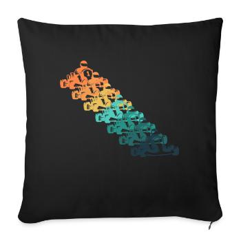 Retro Karting - Sofa pillowcase 17,3'' x 17,3'' (45 x 45 cm) - black - Front