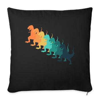 Dinosaure rétro - Housse de coussin décorative 45 x 45 cm - noir - Devant