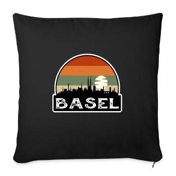 Basel Switzerland Flag Skyline Travel Souvenir - Sofa pillowcase 17,3'' x 17,3'' (45 x 45 cm) - black - Front