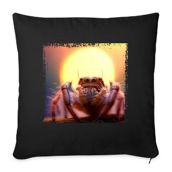 Araignée sauteuse au coucher du soleil - Housse de coussin décorative 45 x 45 cm - noir - Devant