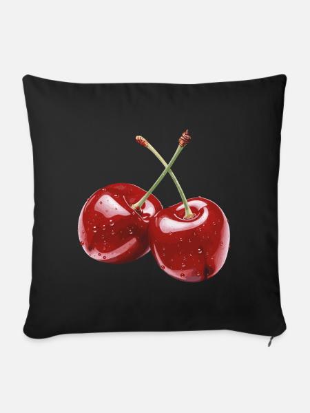 Kirsche - Sofakissenbezug 45 x 45 cm - Schwarz