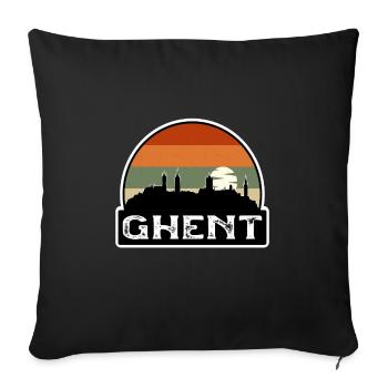 Ghent Belgium Flag Skyline Travel Souvenir - Sofa pillowcase 17,3'' x 17,3'' (45 x 45 cm) - black - Front