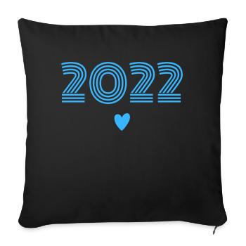 Né en 2022 garçon - Housse de coussin décorative 45 x 45 cm - noir - Devant