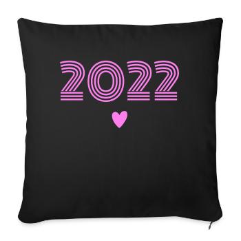 Née en 2022 fille - Housse de coussin décorative 45 x 45 cm - noir - Devant