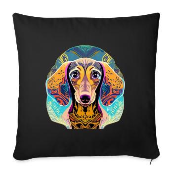 Teckel - Housse de coussin décorative 45 x 45 cm - noir - Devant