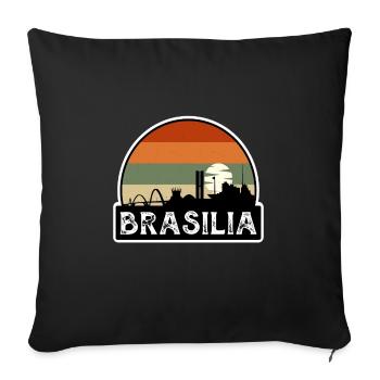 Brasilia Brazil Flag Skyline Travel Souvenir - Sofa pillowcase 17,3'' x 17,3'' (45 x 45 cm) - black - Front