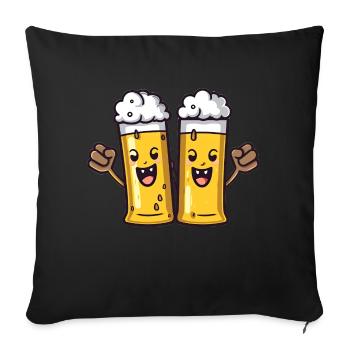Brew Buddies: Vive les amis de Beer Glass - Housse de coussin décorative 45 x 45 cm - noir - Devant