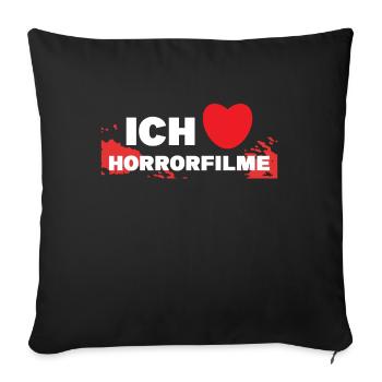 Ich Liebe Movies Herz Kinoabend Statement Cineast - Sofakissenbezug 45 x 45 cm - Schwarz - Vorne