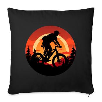 Descente VTT au coucher du soleil – - Housse de coussin décorative 45 x 45 cm - noir - Devant