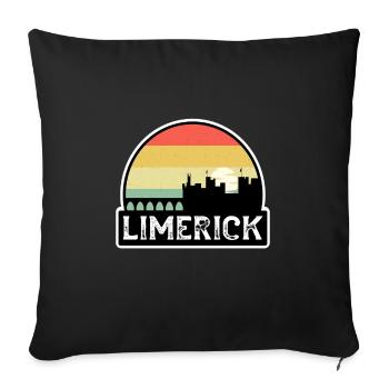 Limerick Ireland Flag Skyline Travel Souvenir - Sofa pillowcase 17,3'' x 17,3'' (45 x 45 cm) - black - Front