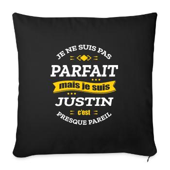 JUSTIN PARFAIT - PRENOM JUSTIN - Housse de coussin décorative 45 x 45 cm - noir - Devant