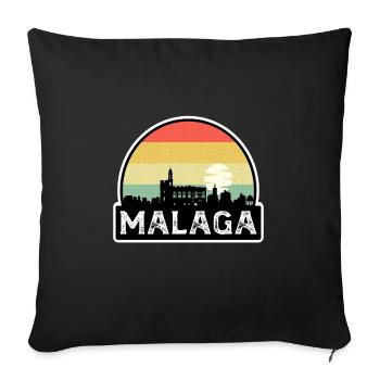 Malaga Espagne Flag Skyline Souvenir de voyage - Housse de coussin décorative 45 x 45 cm - noir - Devant