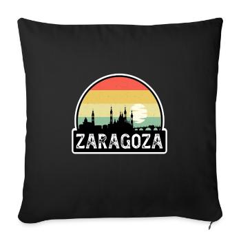 Saragosse Espagne Flag Skyline Souvenir de voyage - Housse de coussin décorative 45 x 45 cm - noir - Devant