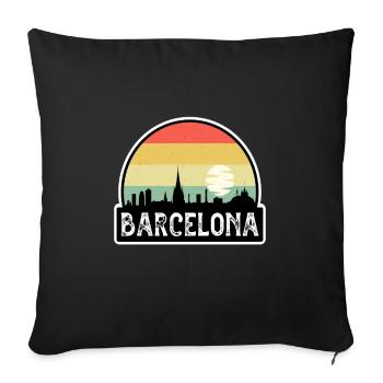 Barcelona Spain Flag Skyline Travel Souvenir - Sofa pillowcase 17,3'' x 17,3'' (45 x 45 cm) - black - Front