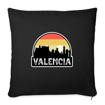 Valencia Spain Flag Skyline Travel Souvenir - Sofa pillowcase 17,3'' x 17,3'' (45 x 45 cm) - black - Front