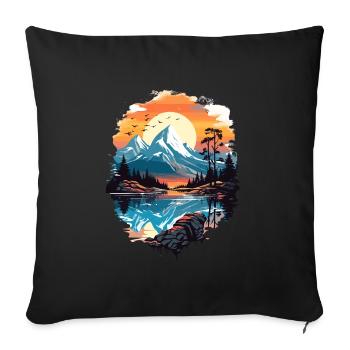 Natur Berg Panorama - Sofakissenbezug 45 x 45 cm - Schwarz - Vorne