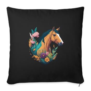 Fleurs de cheval - Housse de coussin décorative 45 x 45 cm - noir - Devant