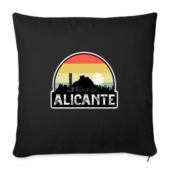 Alicante Spain Flag Skyline Travel Souvenir - Sofa pillowcase 17,3'' x 17,3'' (45 x 45 cm) - black - Front