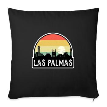 Las Palmas Spain Flag Skyline Travel Souvenir - Sofa pillowcase 17,3'' x 17,3'' (45 x 45 cm) - black - Front