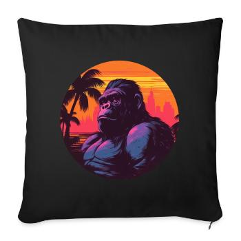 Cool gorilla in the sunset – animal - Sofa pillowcase 17,3'' x 17,3'' (45 x 45 cm) - black - Front