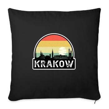 Cracovie Pologne Flag Skyline Souvenir de voyage - Housse de coussin décorative 45 x 45 cm - noir - Devant