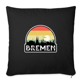 Souvenir de voyage de Brême Allemagne Flag Skyline - Housse de coussin décorative 45 x 45 cm - noir - Devant