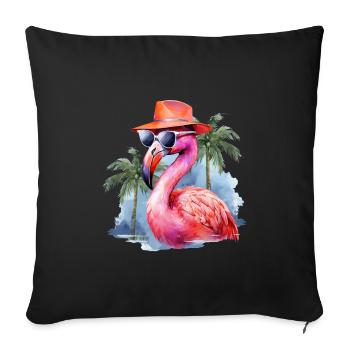 Cooler Flamingo Sonnenbrille Hut Party Palmen - Sofakissenbezug 45 x 45 cm - Schwarz - Vorne