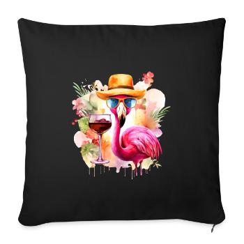 Cooler Flamingo Sonnenbrille Hut Party Alkohol - Sofakissenbezug 45 x 45 cm - Schwarz - Vorne