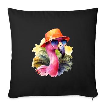 Cooler Flamingo Sonnenbrille Hut Party Palmen - Sofakissenbezug 45 x 45 cm - Schwarz - Vorne