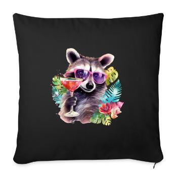 Colorful Cool Raccoon Sunglasses Party Cocktail - Sofa pillowcase 17,3'' x 17,3'' (45 x 45 cm) - black - Front