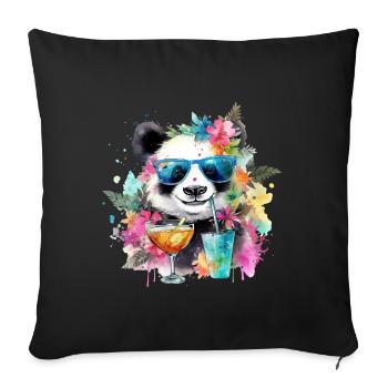 Colorful Cool Panda Sunglasses Party Cocktails - Sofa pillowcase 17,3'' x 17,3'' (45 x 45 cm) - black - Front