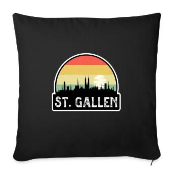 St. Gallen Switzerland Flag Skyline Travel Souveni - Sofa pillowcase 17,3'' x 17,3'' (45 x 45 cm) - black - Front