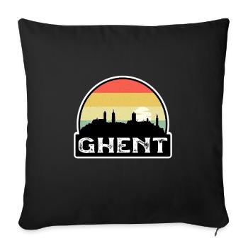 Ghent Belgium Flag Skyline Travel Souvenir - Sofa pillowcase 17,3'' x 17,3'' (45 x 45 cm) - black - Front