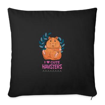 Niedliche Hamster: Trage die Liebe - Sofakissenbezug 45 x 45 cm - Schwarz - Vorne