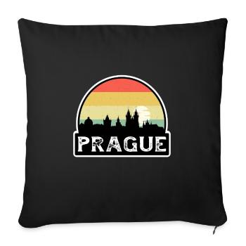 Prague Tchéquie Flag Skyline Souvenir de voyage - Housse de coussin décorative 45 x 45 cm - noir - Devant