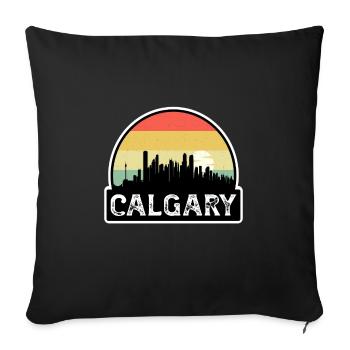 Calgary Canada Flag Skyline Souvenir de voyage - Housse de coussin décorative 45 x 45 cm - noir - Devant