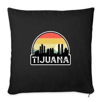 Tijuana Mexique Flag Skyline Souvenir de voyage - Housse de coussin décorative 45 x 45 cm - noir - Devant