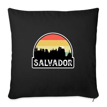 Salvador Brésil Flag Skyline Souvenir de voyage - Housse de coussin décorative 45 x 45 cm - noir - Devant