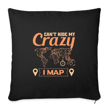 Conception cartographique - Housse de coussin décorative 45 x 45 cm - noir - Devant