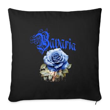 Bavaria Rose – Blaue Rose mit Schriftzug - Sofakissenbezug 45 x 45 cm - Schwarz - Vorne