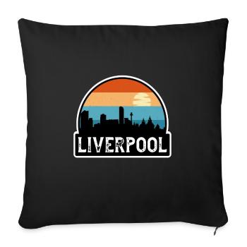 Liverpool Angleterre Flag Skyline Souvenir de voyage - Housse de coussin décorative 45 x 45 cm - noir - Devant