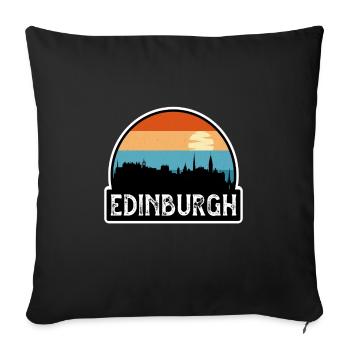 Edinburgh Scotland Flag Skyline Travel Souvenir - Sofa pillowcase 17,3'' x 17,3'' (45 x 45 cm) - black - Front
