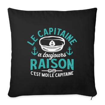 C'est moi le capitaine t-shirt capitaine - Housse de coussin décorative 45 x 45 cm - noir - Devant