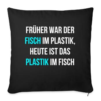 Fische Umweltschutz - Sofakissenbezug 45 x 45 cm - Schwarz - Vorne